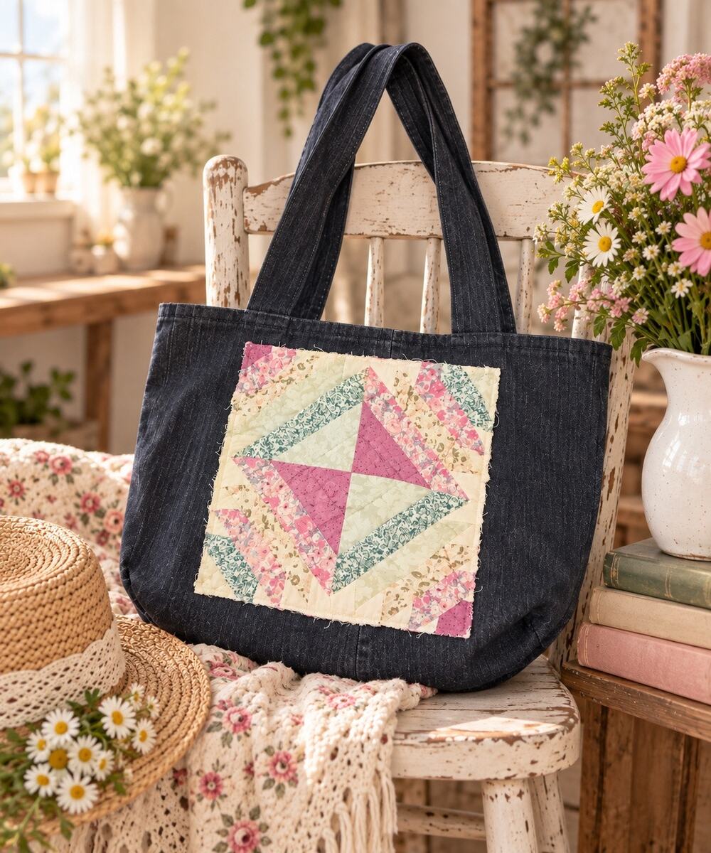 Upcycled Quilt Denim Tote